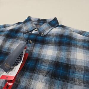 NWT Pendleton Mason Button Up Blue Plaid Flannel Shirt Men's Size Medium